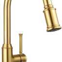 Lava Odoro Bronze Gold Kitchen Faucet with Pull Down Sprayer, Brushed Brass Kitchen Sink Faucet, Single Hole Kitchen Faucet with 3-Function Sprayer, Deck Plate Included, Spot-Free, 1.8 GPM, KF421-BB