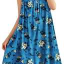 YESNO Summer Dresses for Women Casual Boho Floral Sundresses Sleeveless Scoop Neck Beach Tank Dresses, XS