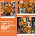 36pcs Fall Fake Flowers for Outdoor Realistic Artificial Flowers for Outdoor UV Resistant Faux Mums Plastic Autumn Flowers No Easy Fade Fall Thanksgiving Fall Flowers for Porch Planter (Yellow  Orange  Brownwith Fall Ferns)