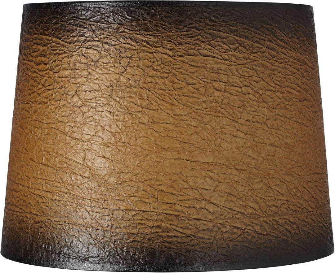 Distressed Faux Paper Large Lamp Shade (Pre-Assembled) 13" Top x 15" Bottom x 11" Slant (Spider) Replacement with Harp - Springcrest