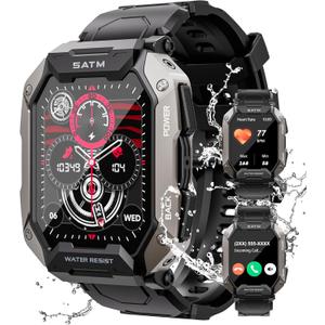 Smart Watches for Men, 2.01'' HD Display with Bluetooth Calls 100+ Sport Modes, IP68 Waterproof for Swimming Fitness Smart Watch for Android and iPhone, Blood Pressure/Heart Rate Smartwatch, Black (Standard)