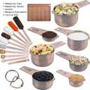 Smithcraft Measuring Cups and Spoons Set, Copper Measuring Cups and Spoons Set for Dry & Liquid, Metric&US 7 Stainless Steel MeasureR Cup&9 Spoon Leveler & Measure Enquivalents for Kitchen & Baking