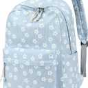 BTOOP School Backpack for Teens Large Corduroy Bookbag Lightweight 15.6 inch Laptop Bag for Girls Women Casual High School College (Cute Floral-blue)