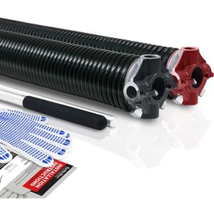 KaiMinDogz Pair of 2" Garage Door Torsion Springs Set with Non-Slip Winding Bar & Gloves,High Precision Electrophoresis Black Coated, for Replacement & Installation, MIN 16,000 Cycles (0.243x2"x27")