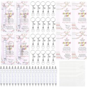 20 Set Employee Christmas Gifts with Bulb Keychains Motivational Ballpoint Pens Thank You Card Office Appreciation Gift for Staff, Teachers & Team Holiday Party Favors