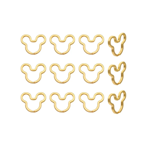 12pcs Creative Key Ring Keychain Mouse Shape Golden Metal Flat Split Key Holder Chains Rings Crafts DIY for Home Car Tag Office Organization Lanyards Keys Attachment Gift