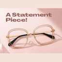 Zeelool Square Metal Frame Glasses for Women Eyeglasses with Clear Lens Anti Eyestrain & UV from Computer/TV/Phone ZJGM923220 (Gold)