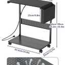 Adjustable Computer Tower Stand with Charge Station,Heavy-Duty Rolling PC Stand, CPU Tower Cart with Wheels for ATX Gaming Computer,Under Desk Holder,Black