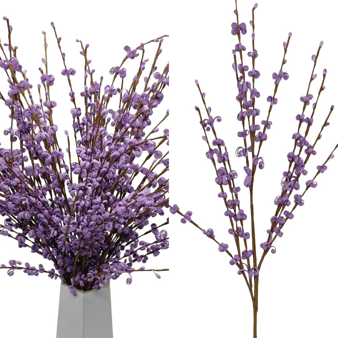 10 Pcs 30" Long Jasmine Artificial Flowers Fake Flowers Dry Branches for Mothers Day Home Office DIY Floral Art Plant Wedding Table Centerpieces Party Vase Decoration (Macaron Purple)