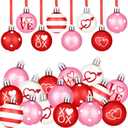 Libima 40 Pcs Valentine's Day Hanging Ball Ornaments Plastic Tree Decorations Valentine Ball Decorative Supplies Painted Love Ornament for Valentine's Day Party Decor,1.97 in(Love)
