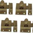 QCAA Traditional Large Oval Turn Cabinet Latch, Solid Brass, 2", for Cupboard & Other Furniture, Polished Brass, 4 Pack, Made in Taiwan