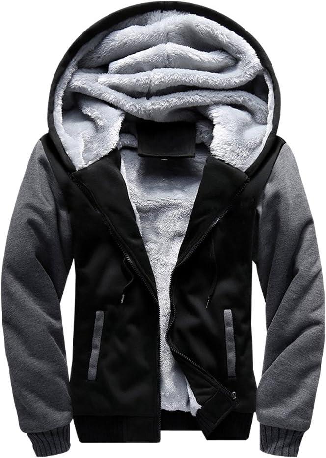 MANLUODANNI Men's Casual Hooed Hoodies Thick Wool Warm Winter Jacket Coats (Medium, 02black)