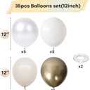 White and Gold Balloons, 12 Inch White Sand Gold Metallic Latex Balloons, Beige Gold Party Balloons for Boho Birthday Baby Shower Engagement Wedding Anniversary Party Decorations