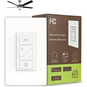 2-in-1 Smart Dual Wall Switch- Independent Fan Speed Control and Light Dimmer Compatible with Alexa, Google Assistant and Smartlife, Single Pole, Neutral Wire Needed, 2.4GHz Wi-Fi