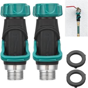 Chunful 2 Pcs 1 Way Shut off Valve Fits Standard Garden Hoses Metal Shutoff Hose Connector Water Control No Leak, 3/4 Inch Faucet/hose Connector