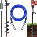 Heavy Duty Dog Tie Out Cable and Stake,30FT Rust Proof Dog Tether Leads for Yard,360Swivel Spiral Dogs Stake&Chain Up to 200 lbs, Ground Anchor for Outdoor Beach Camping