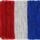 Huskein 200 PCS Beads Necklace, 33" Patriotic Necklace, Red Blue Silver Fourth of July Beads Accessories Party Supplies for Adult 4th of July Independence Day Memorial Day Veterans Day