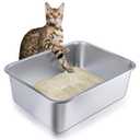 Stainless Steel Cat Litter Box - Large Metal High-Sided Pan for Cats, Pets, Non-Stick, Odor-Free, Easy to Clean, Splash-Proof, Durable ((2 Pack) 17.7" L x 13.8" W x 6" H)