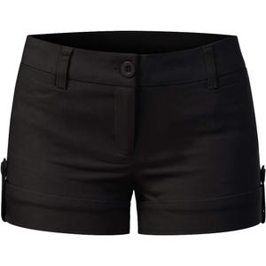 MixMatchy Women's Casual Body Enhancing Comfort Cuffed Shorts with Pockets Black, L