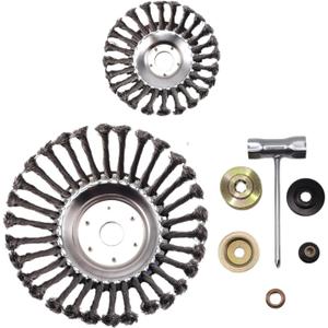 6 Inch and 8 Inch Rotary Steel Wire Brush Cutter Trimmer Head Weed Blade Cutter with Adapter Kit Compatible Replace steel brush cutter blade String Trimmers, Gardening Lawnmower, Moss Grass Rust Removal
