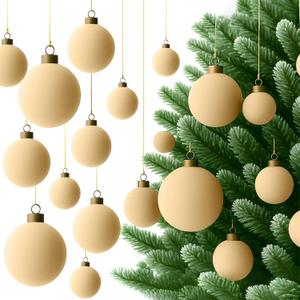 36 Pcs Champagne Velvet Christmas Balls Bulk - 2.36", 2.76", 3.15" Flocked Christmas Tree Ball Ornaments Hanging Decoration for Xmas Tree, Wreath, Home or Party Decorations