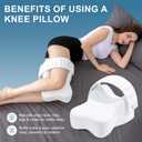 UJPFEO Knee Pillow for Side Sleepers,Leg Pillows for Sciatica,Knees,HIPS,Joints Between Legs,Back Pain Relief When Side Sleeping Spine Alignment Support for Knee Surgery Recovery,Removable Strap, White