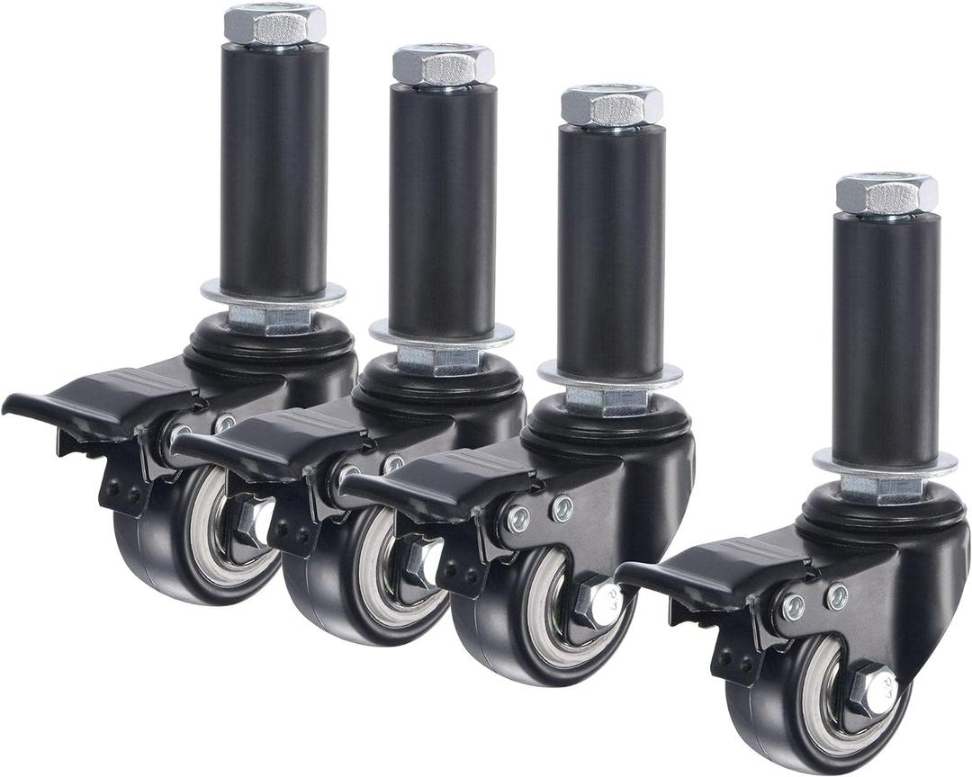 uxcell Swivel Expanding Stem Caster with Brake 1.5" Diameter Fit 7/8" ID Tube Pipe Legs 88Lbs Load Capacity, for Kitchen Prep Tables, PVC, Pack of 4