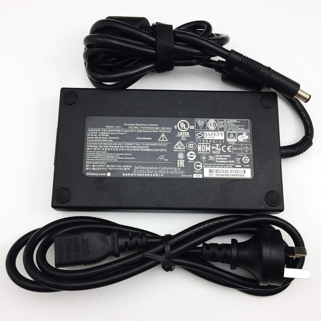 Original 200W 19.5V 10.3A 7.4X5.0 Big pin Power Adapter Charger for HP 8560w 8570w 8740w 8760w 8770w ZBOOK 15 G2 17 G2 TPN-CA03 HSTNN-CA16/24 677764-002 Power Supply Cord (not 4.5x3.0mm Blue pin)