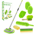 62" Car Wash Brush with Long Handle Chenille Microfiber Car Wash Mop Mitt, Wheel Brush, Windshield Window Squeegee, Car Duster Microfiber Towel, Gloves, for Cleaning Cars, RV, Truck, Boat