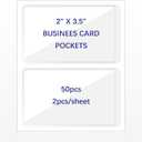 IMAGAME Clear Adhesive Business Card Pocket swith Side Open for Loading, 50 Pack, Plastic Labels Holders for Storage Bins and Library Card, Ideal for Organizing and Protecting Your Business Cards (3-5/8" x 5-1/4")