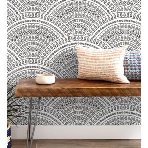 Guvana 16.14'x197 Boho Peel and Stick Wallpaper - Black and White Geometric Self Adhesive DIY Trellis Waterproof Removable Wallpaper for Living Room & Bathroom Decor