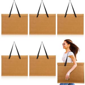 Engrowtic 5 Pcs Art Portfolio Bag 17 x 22 Inch Paper Portfolio Folder with Handle Poster Storage Bag for Artwork Portfolio Art Organizers and Storage Art Supply Bag for Poster Bulletin Boards Painting