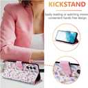 UEEBAI Wallet Case for Samsung Galaxy S23 5G, PU Leather Phone Case Kickstand RFID Blocking Flip Case Card Slots Wrist Strap Relief Engraved Pattern Magnetic Closure Flower Folio Case, Butterfly