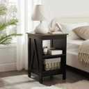 CAWS Farmhouse End Table Rustic Wood Nightstand, Modern Side Table for Living Room & Bedroom, Rectangular Bedside Table, Vintage Wooden Table, Perfect for Couch or Corner, Simple & Stylish, Black