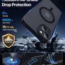 Magnetic for iPhone 15 Case,Upgraded [Full Camera Protection][Compatible with Magsafe][Military Grade Drop Protection]Shockproof Protective Slim Translucent Matte Phone Case for iPhone 15,Black