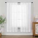 Chyhomenyc Semi Sheer Curtains 63 Inch Length 2 Panels for Living Room, Light Filtering Faux Linen Slub Textured Burlap Soft Airy Window Curtain Drapes for Bedroom, Each 42Wx63L