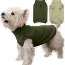 IECOii 2 Pack Fleece Sweaters for Dogs Boy Girl - Warm & Stretchy, Fall & Winter Coats for Dogs Fleece Sweaters for Indoor Outdoor(Size M, Light Green & Army Green) (Medium(Chest Girth: 15.0"))