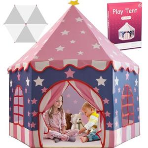 Large Girls Play Tent Princess, Boys Castle Kids Playhouse Indoor Outdoor Toddler Teepee | American Style Design, Age 3-8| Detailed Instructions| Colorful Package| Christmas Birthday Gift Pink