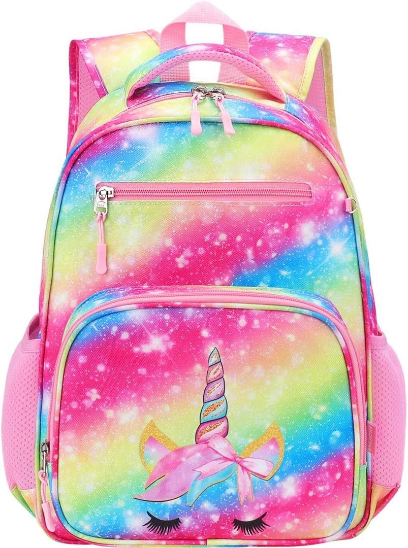 RHCPFOVR Kids Backpack for Girls - Girls Backpack 3-8 Ages Unicorn for Kids 15 Inch School Bookbag for Kindergarten Elementary School Bookbag for Girl 1st 2nd Grade