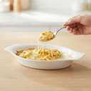 jinsongdafa 4" x 3"Ceramic Mini Oval Au Gratin Baking Dishes 3.5 oz, Set of 4 Banana Split Bowls,Oven and Microwave Safe, for 1 person servings, Bakeware with Handle(6.5 IN) for Kitchen and Home