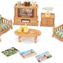 Dollhouse Furniture Set for Kids Toys Miniature Doll House Accessories Pretend Play Toys for Boys Girls & Toddlers Age 3+ with Living Room, Sofa, TV