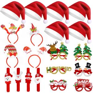 20pcs Christmas Party Hats Headdress Glasses Wristband Decor, Christmas Party supplies Favors