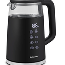 Elite Gourmet 1.7L Dual Wall Cool Touch Electric Tea Kettle, Borosilicate Glass, 304 Stainless Steel Interior, Programmed Digital Touchscreen, Keep Warm, Auto Off & Audible Indicator, Black