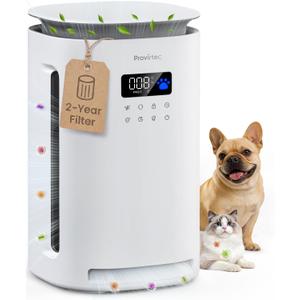 Provirtec Pet Air Purifier for Home with 4 Washable Pre-Filters, H13 HEPA