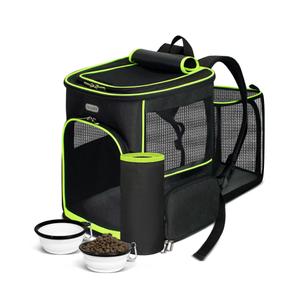 BAGLHER Expandable Cat Carrier Backpacks, Retractable Pet Carrier Backpack for Small Dogs & Cats with Breathable Mesh, Travel Bag Up to 18 Lbs for Hiking Camping Outdoor - Green