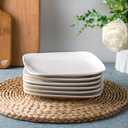 DELLING Appetizer Plates - 6.5 in Ceramic Small Plates for Dessert -Square Serving Plates - White Kitchen Dinnerware Dishes Set for Snacks, Appetizer, Side Dishes- Serving Platter Set of 6