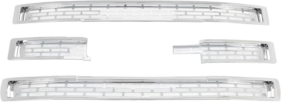 Grille Insert Compatible with 2014-2015 GMC Sierra 1500 BASE/SLE/SLT Silvery Grill Overlay Grill Covers Inserts Plastic(ABS) 4Pcs