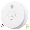 Smoke Detector Hardwired Interconnected, Photoelectric Smoke Alarm with 120V AC Power Supply&9V Backup Battery, Interconnects Up to 12 Fire Alarms, Smoke Detectors for Home, UL217-10th Listed, 1 Pack