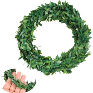24.6 FT Artificial Green Vines for Decoration Mini Leaf Garland Green Vines Yards Fake Vine Garland Vine Ribbon Wreath Accessory Ivy Garlands for Party Wedding DIY Leaves Headband Home Decoration