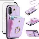 Phone Case for Samsung Galaxy Note 10 Plus Note10+ 5G Wallet Cell Cover with Screen Protector Crossbody Strap Ring Stand RFID Credit Card Holder Note10 + Notes 10+ Ten Not S10 10Plus Women Purple